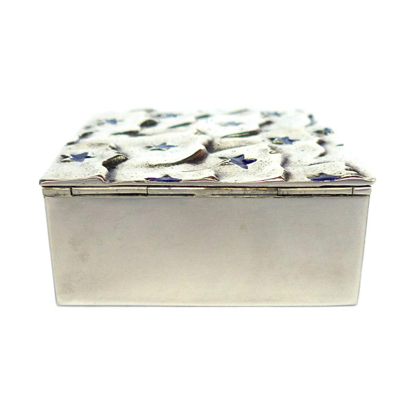 Star Faces - Silvered and Enameled Bronze Box by Line Vautrin