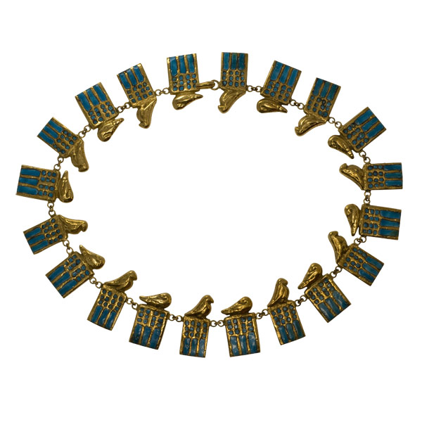 Ramses - Guilded and Enameled Bronze Necklace by Line Vautrin