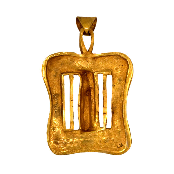 Saint Laurence Roasted - Guilded Bronze Pendant by Line Vautrin